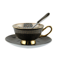 Service à café et soucoupes en porcelaine fine de style européen, 12 pièces, luxe léger, coffret cadeau pour femme, idéal pour le thé de l'après-midi