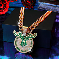 Collier pendentif tête de cerf créatif, style hip-hop, avec strass en cristal, pour homme, style cubain, accessoires transfrontaliers euro-américains, cadeau