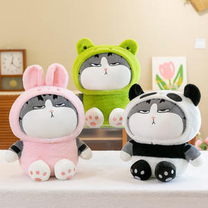 Peluche de <span class=keywords><strong>Gato</strong></span> Tabby de Dibujos Animados de 23/40 cm, Juguete de Peluche con Capucha, Panda, Rana, Conejo, Disfraz de Animal, Regalo para Niños para Cumpleaños - Product Image 1