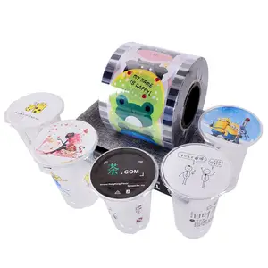 Película de sellado de té de burbujas de plástico impresa personalizada para tazas de PP película de sellado de papel película de sellado de PET para tazas