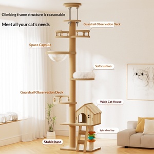 Floor to Ceiling Cat Tree House Wooden Cat Tree Tall Climbing <b>Frame</b> Scratching Post <b>Large</b> Cat Tree - Product Image 3