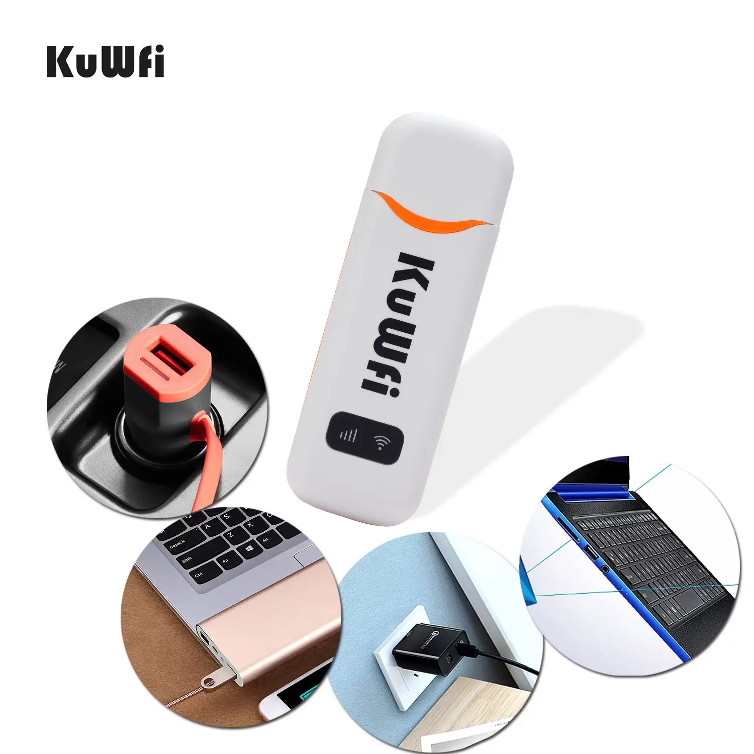 KuWFi Kartu Sim Kecepatan Tinggi, Router Modem 4G Wifi Lte Tipe GPS UF906 Hotspot Mini Portabel 4G Wifi Dongle