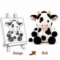 Peluche de vache assise personnalisée, jouet en peluche de bétail mignon de dessin animé, poupée douce et moelleuse pour cadeau de vacances, décoration intérieure, faible MOQ, OEM, ODM