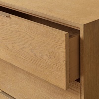 Commode RH Furniture haut de gamme en chêne à 6 tiroirs, commode à tiroirs de taille personnalisable, unité de rangement en bois dur naturel avec poignée en laiton de luxe