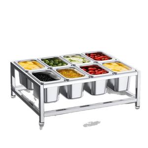 Stainless Steel 8 Compartment Condiment Rack Double Row Solid <b>Shelf</b> <b>Heavy</b> <b>Duty</b> Rust Proof Antibacterial Moisture Proof - Product Image 1