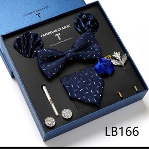 Ensemble de cravates rayées pour hommes, nœud papillon, foulard carré, boutons de manchette, pince à cravate, broche, coffret cadeau de luxe pour mariage - Product Image 6