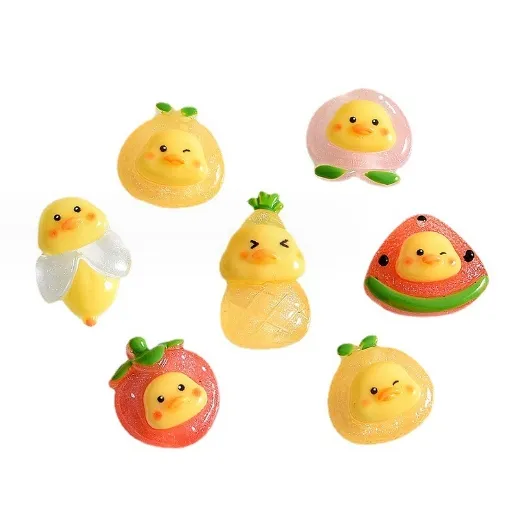 Capa de telefone DIY para geladeira, ímãs transparentes de frutas e patos amarelos, desenho animado, comida divertida