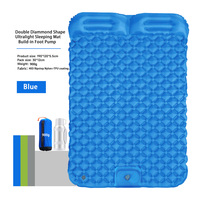 Matelas de camping gonflable léger et portable pour 1-2 personnes, imperméable, avec pompe à pied intégrée - Design uni, épaisseur 5,5 cm