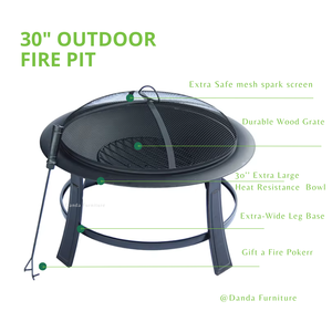 Brasero Exterior Grande <span class=keywords><strong>para</strong></span> Leña, Fogata <span class=keywords><strong>para</strong></span> Jardín con Rejilla de Cubierta - Product Image 2