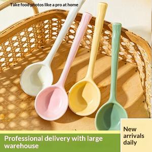 ช้อนเซรามิกด้ามยาวสไตล์ญี่ปุ่น-ดีไซน์สีทึบสำหรับของหวาน ซุป ข้าว เทศกาล งานแต่งงาน/ของขวัญวันเกิด (รุ่น NNTS) - Product Image 3