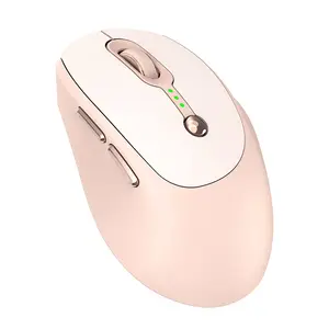 WOLF Thunderwolf Q7 Rechargeable Dual Mode Bluetooth Wireless Mouse Power Display Mute Silent Pink Girl