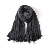 Écharpe en coton et lin pour femme, faite à la main, design artistique rétro, 20260, châle long uni automne-hiver, transfrontalier