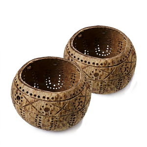 Eco2go Vietnam Coconut Shell Tea Light Candle Holder-Handmade Eco-Friendly Durable Heat Resistant for Easter Home Decor - Product Image 1