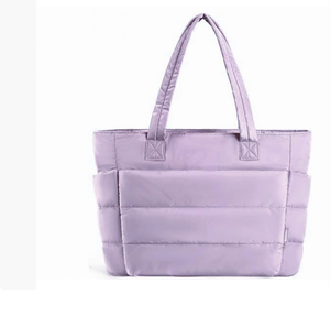 여성용 맞춤형 로고 방수 폴리에스터 푹신한 토트 백 여름용 지퍼 클로저가 달린 패딩 핸드백 - Product Image 5