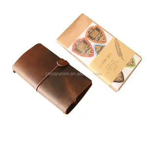 古典A5 A6手册棕色皮革规划师大学生记事本定制笔记本，带有您自己的标志
