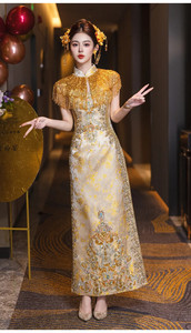 S1030Y 2026 Nuevo Vestido <span class=keywords><strong>de</strong></span> Banquete Estilo <span class=keywords><strong>Qipao</strong></span> Cheongsam Xiuhu con Bordado Pesado, Vestido <span class=keywords><strong>de</strong></span> <span class=keywords><strong>Novia</strong></span> Chino para Compromiso, Dragón Fénix Kwa - Product Image 5