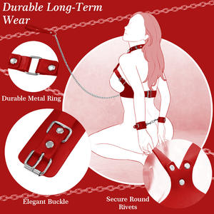 Conjunto de Restricciones para los Senos con Collar Ajustable, Esposas, Cadena de Tracción y Arnés para los Senos, Estilo BDSM - Product Image 2