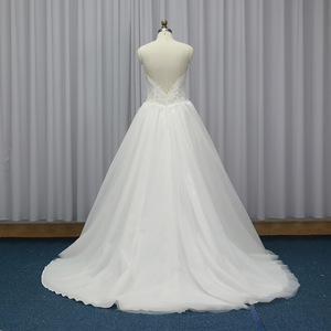 Beading <strong>Top</strong> Sleeveless Lace up Back A-Line Wedding Dress for <strong>Bride</strong> Ajj19 - Product Image 2