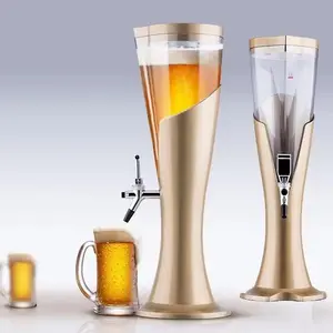 Customized LOGO Elegant 1.5L2L3L Plastic 1 Tap Beer Tower Drink Dispenser With Ice Tube Cooling