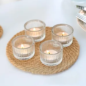 Vela de té soporte de vidrio decoración romántica cena con velas aromaterapia vela transparente Mesa vela taza