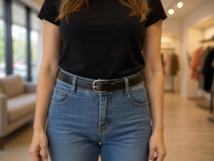 Cintura da Donna con Fibbia Quadrata 3.0cm, 110cm, Cintura Casual in Tessuto - Product Image 2