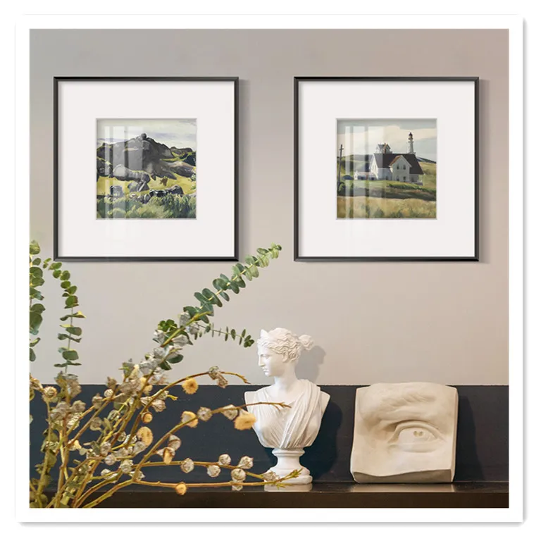 ArtUnion-Marco de pared de plexiglás con estera, pintura de paisaje, arte de pared de estilo lujoso para sala de estar, oficina, dormitorio y baño
