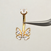 Gaby Bijoux de piercing en titane ASTM-F136 G23, barbell étoile zircon, piercing de nombril à filetage interne, anneau de nombril, bijoux de corps