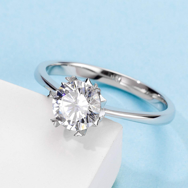 18k Gold Plated Fashion Silver Jewelry 1ct Moissanite  925 Sterling  Silver Ring