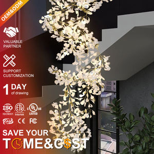 Lámpara Colgante Creativa con Forma de Hoja de Ginkgo, Lámpara de Techo LED de Lujo para Sala de Estar, Proyecto Personalizado para el Hogar o Villa - Product Image 1