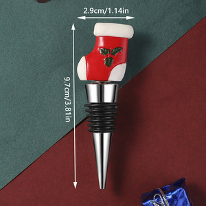 Resin Christmas Stocking Wine Bottle <b>Stopper</b> Red Holiday Decor Party Favor - Product Image 3