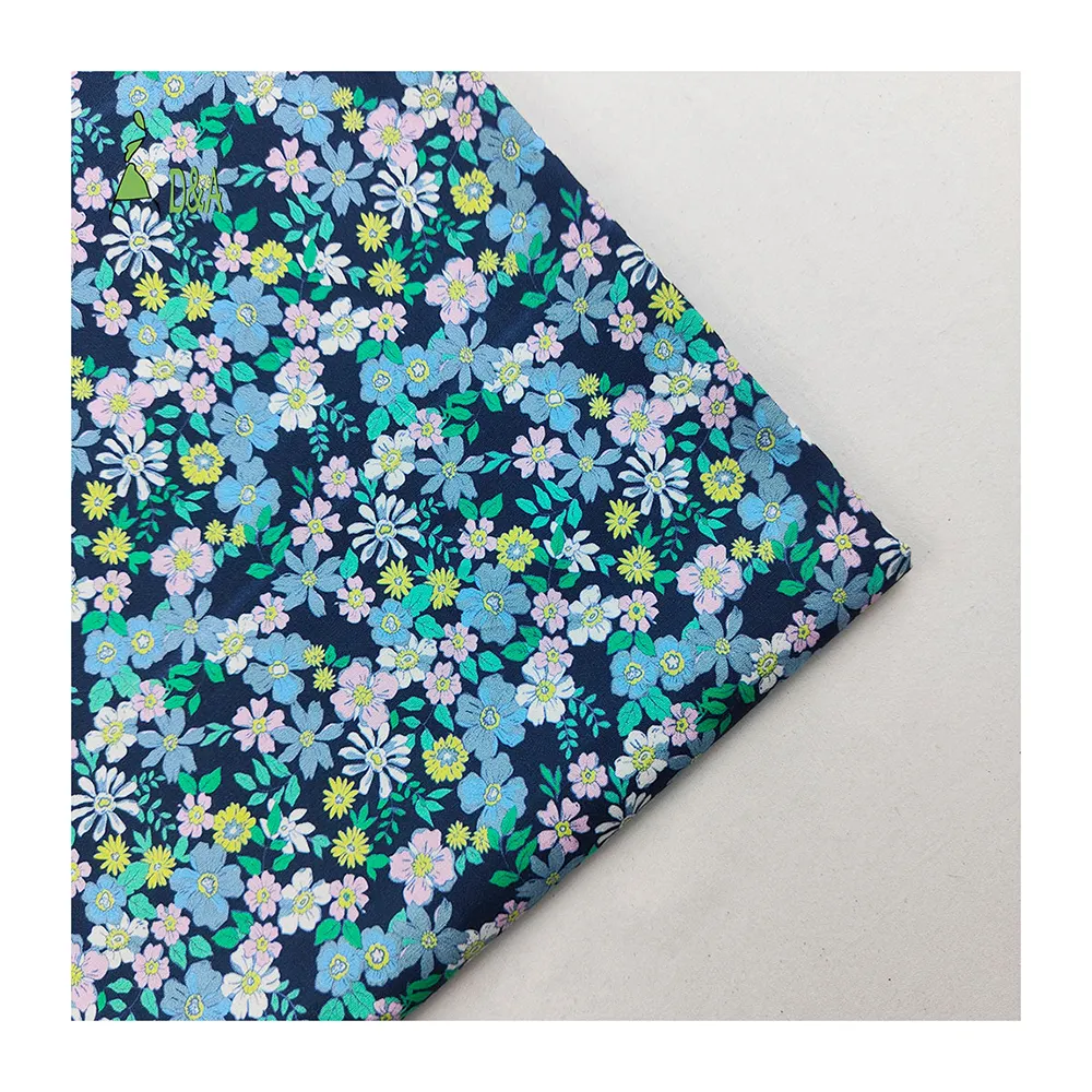 Organische Vrijheid Bloemen Katoenen Stof Blauw Daisy Design Poplin Stof Voor Baby Kleding