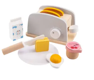 Wooden Toaster Machine Toy Set Parent-Child Game Children Montessori Role Pretend Play Toys