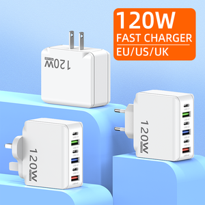 Điện thoại thông minh sạc nhanh đa cổng 3USB 3TypeC <span class=keywords><strong>Adapter</strong></span> 5V3A 6-Port sạc nhanh đối với chúng tôi EU tiêu chuẩn bền 6in1 - Product Image 2