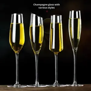 <strong>Wholesale</strong> High-quality Classic <strong>champagne</strong> <strong>Flute</strong> Transparent Crystal Luxury High Footed Wine Glasses - Product Image 2