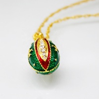 Joyeux Pâques Fleur de Lys Fleur Française Cristal Multicolore Émaillé Œuf Russe Fabergé Bijoux Collier Pendentif