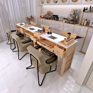 Mesa de Manicura de Madera Sólida para Salón de Uñas, Mueble de Diseño con Colector de Polvo - Product Image 2