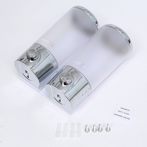 Dispenser di sapone liquido doppio a parete in <span class=keywords><strong>plastica</strong></span> per sapone per le mani e Shampoo per uso <span class=keywords><strong>bagno</strong></span> - Product Image 5
