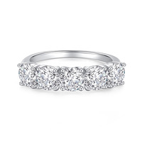 Bague en argent sterling S925 avec cinq pierres en moissanite, coupe ronde, style princesse, sertie sur toute la surface, élégante bague de mariage pour femmes