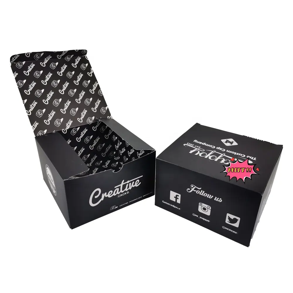 Hersteller Baseball Hut Papier box Einfach Design Black Cardboard Hat Verpackungs boxen