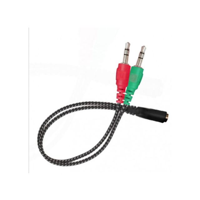 Computer Adapter Cable 3.5 2-in-1 Braided Cable 2 Male and 1 Female Dual Hole Headphone Computer Headset Adapter Cable