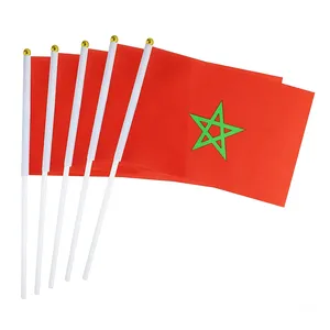 Drapeau marocain 14x21CM en Polyester, livraison gratuite, drapeau de Table, avec poteau