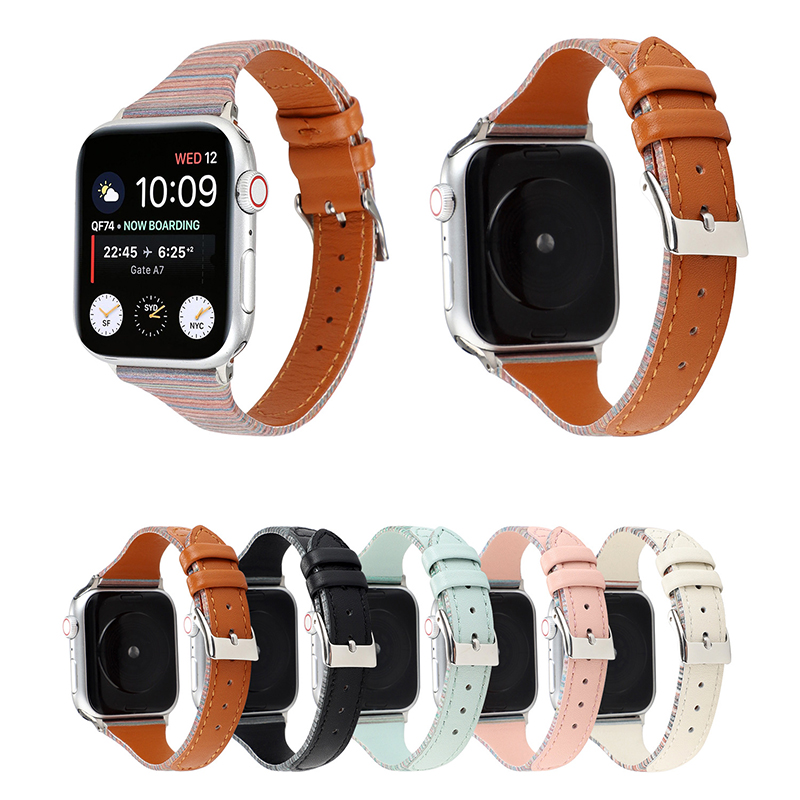 Stitching Stripe Fashion Design Drop-Fall Wristband Case for Apple IWatch Leather Luxury Replacement Sport Watch Band Wholesale