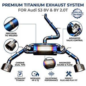 Échappement arrière à soupapes Vortex Blue Burnt Titanium pour Audi S3 8V 8Y 2.0T Quattro 2013-2023, embouts chromés, kit performance à fixation par boulons S - Product Image 1
