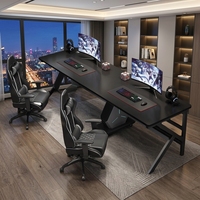 Grande table de jeu en bois noir et rose pour deux personnes Bureau d'ordinateur ESport longue taille pour salle de jeux