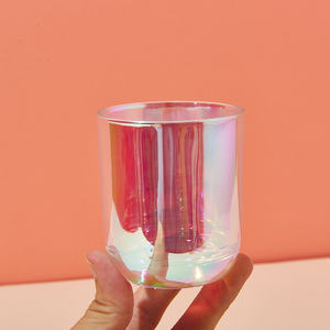 Stoples Lilin Mewah Kosong Berwarna-warni Aura 8oz 10oz 14oz dengan Tutup, Terbuat dari Kaca Berlapis Iridescent - Product Image 4