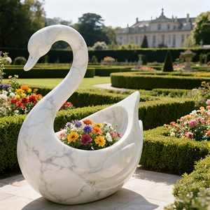 <span class=keywords><strong>Maceta</strong></span> Cisne Piedra Blanca Mármol <span class=keywords><strong>Natural</strong></span> Tallada a Mano - Product Image 2