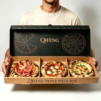 Boîte à pizza rigide jetable en carton ondulé, recyclable, de qualité alimentaire, emballage multi-couches pour plats à emporter avec finition brillante/mate