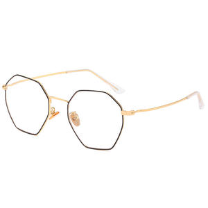 Montura octogonal de metal para gafas de mujer, montura completa, lentes anti UV y anti luz azul, material AC, diseño moderno. - Product Image 1