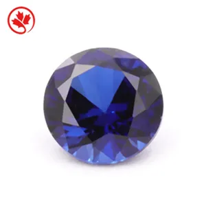 Redleaf safir korundum sintetis biru 5A kelas 34 # bentuk bulat untuk membuat perhiasan grosir batu permata longgar biru mewah