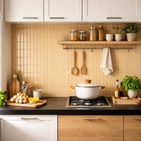 Mosaïque de carreaux de porcelaine linéaire GNT Backsplash Kitchen Light Yellow Gloss Subway pour murs de restaurants commerciaux